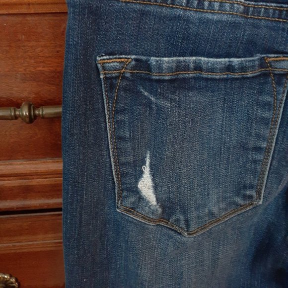 Kancan Dark Wash Distressed and Fringed Ankle Jeans - Size 5/26L - Picture 12 of 12